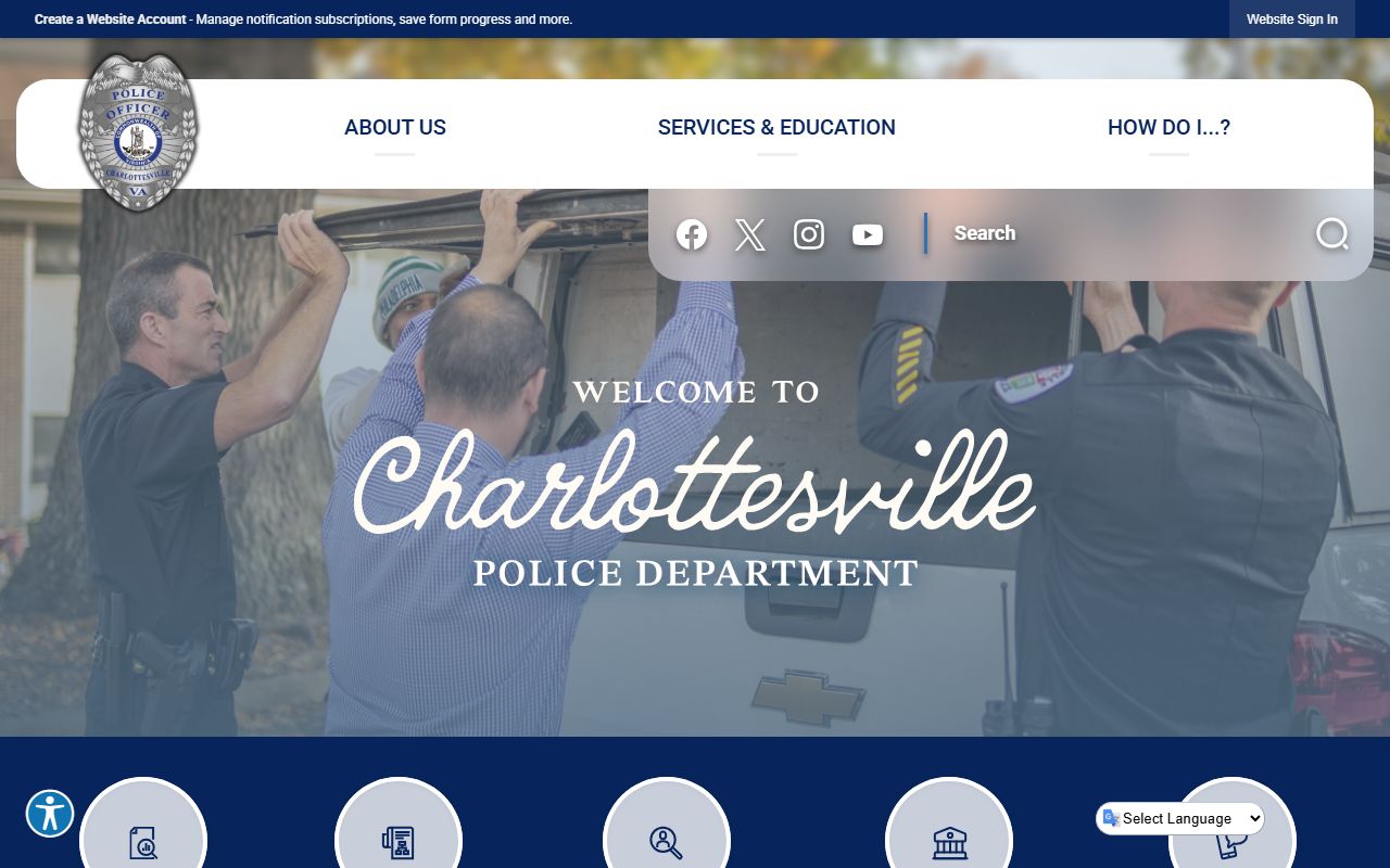 Charlottesville Virginia warrant records police department page