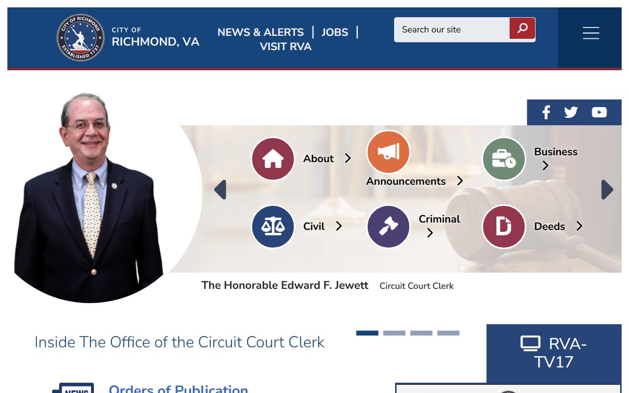 Richmond Virginia warrant records circuit court clerk page
