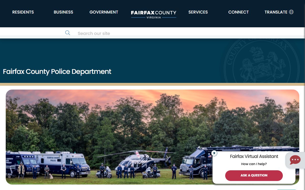 Fairfax County Police Department warrant records page