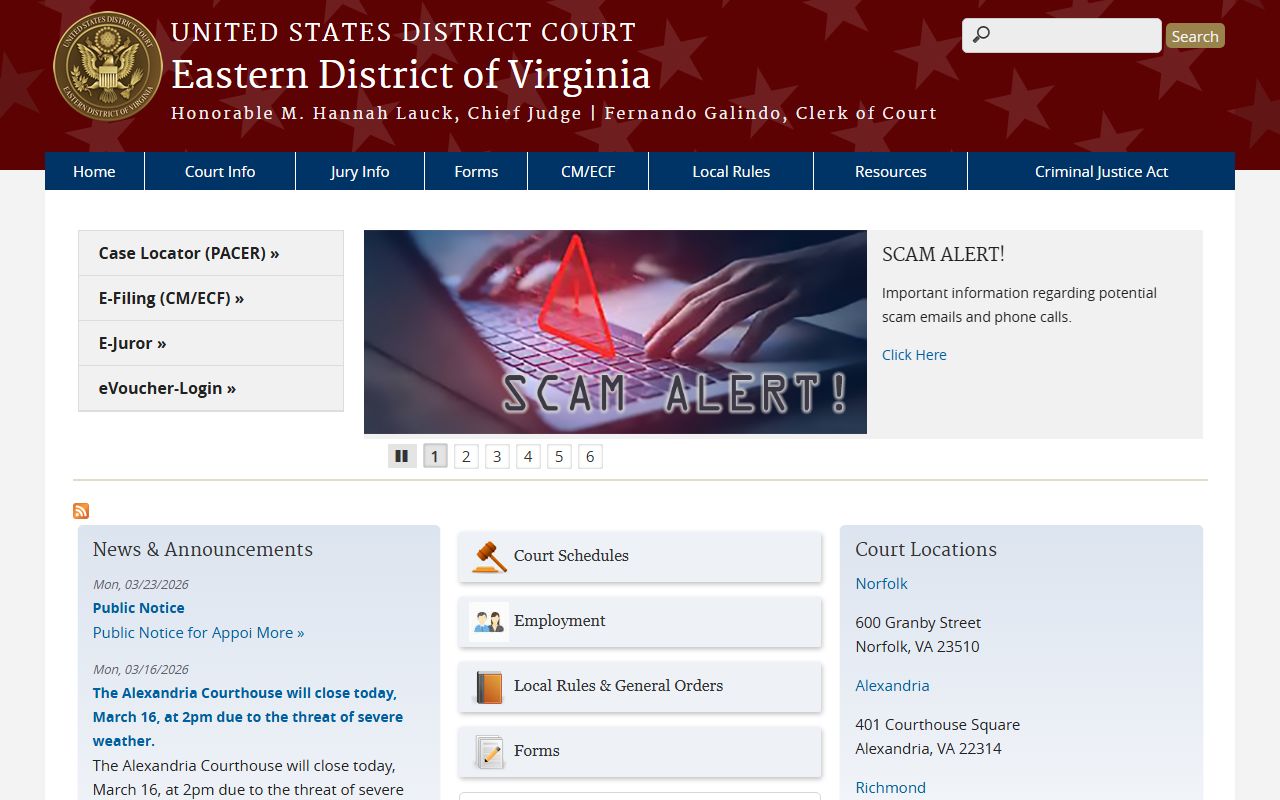 Shenandoah County warrant records US District Court Eastern District of Virginia